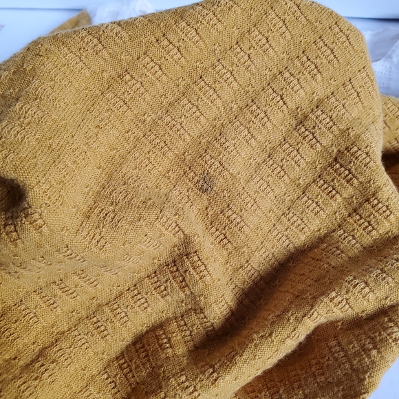 ANTHROPOLOGIE Pilcro & The Letterpress Waffle Knit Bow Mustard Top XS - Picture 10 of 12